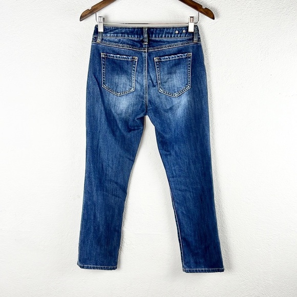 CABI |👖”The Straight” Style Blue Faded Distressed Cropped Low-Rise Denim Jeans - Picture 2 of 7